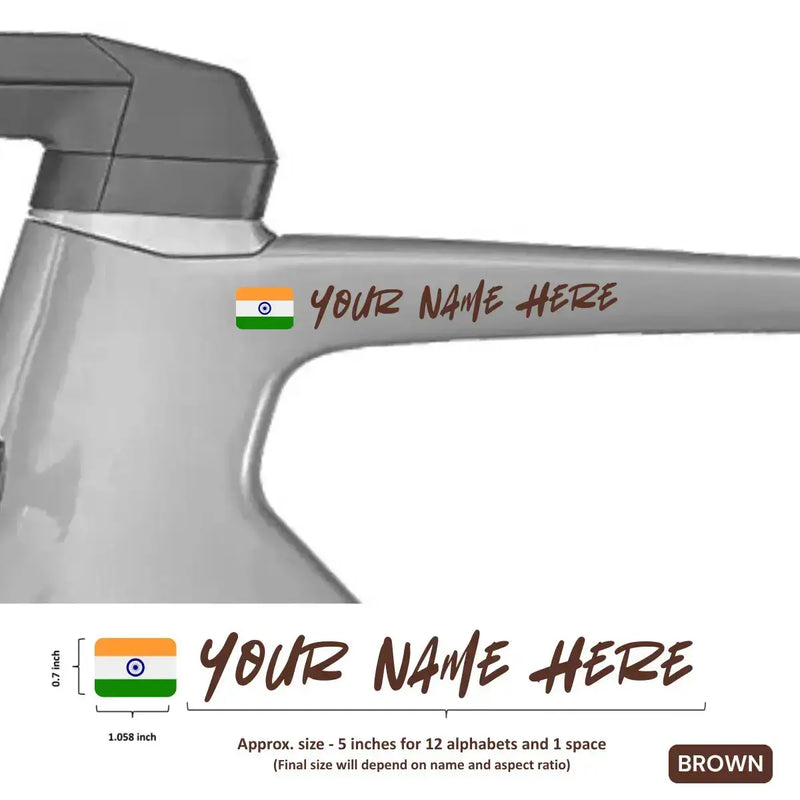 Load image into Gallery viewer, Premium Cyclist Name Sticker Decal with Indian Flag (set of 2)