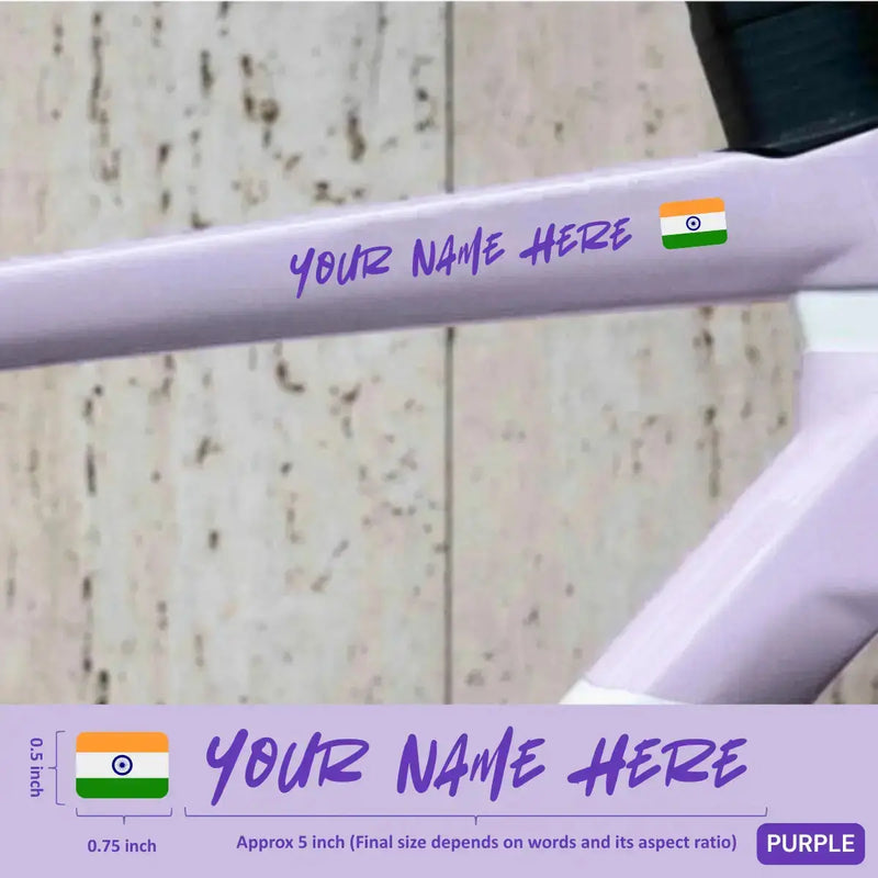 Load image into Gallery viewer, Premium Cyclist Name Sticker Decal with Indian Flag (set of 2)