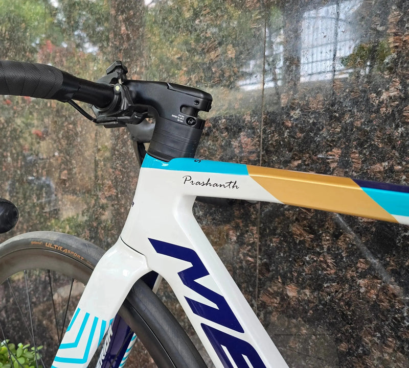 Load image into Gallery viewer, Premium Cyclist Name Sticker Decal with Indian Flag (set of 2)