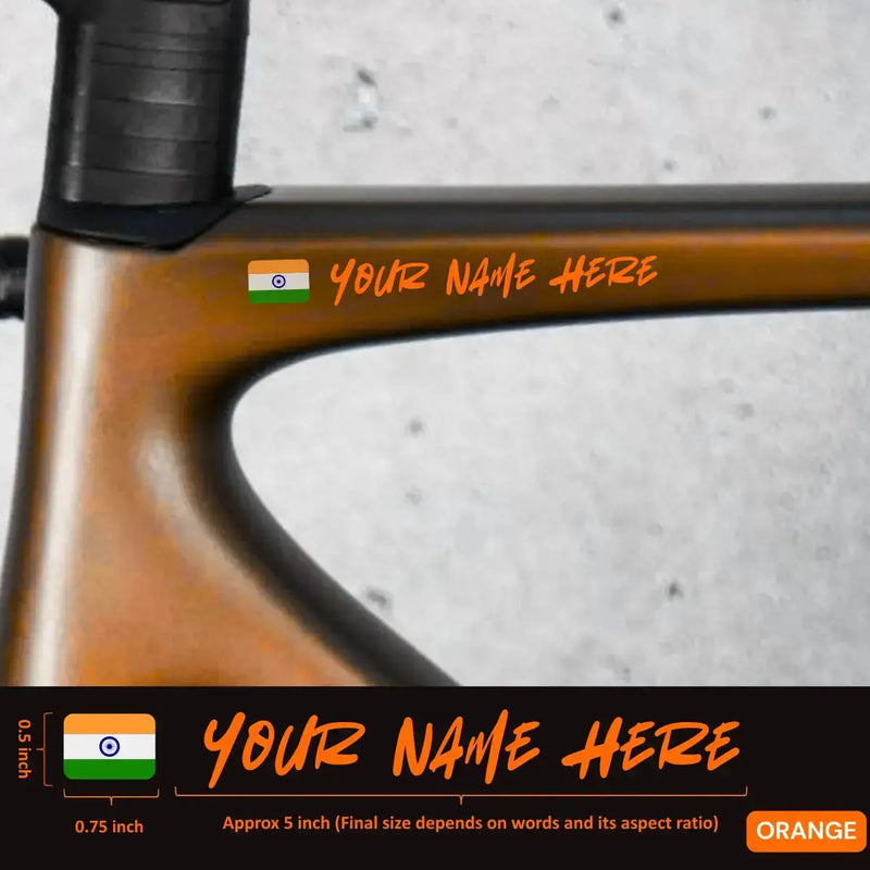 Load image into Gallery viewer, Premium Cyclist Name Sticker Decal with Indian Flag (set of 2)
