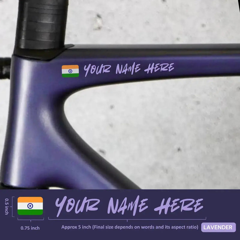 Load image into Gallery viewer, Premium Cyclist Name Sticker Decal with Indian Flag (set of 2)