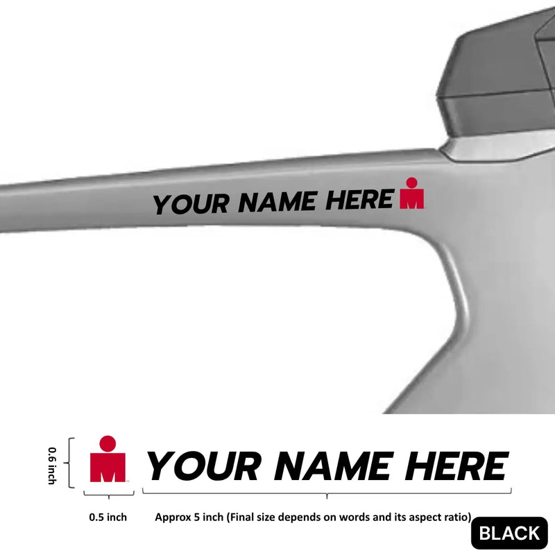 Load image into Gallery viewer, Premium Cyclist Name Sticker Decal with Iron-Man Logo (Set of 2)