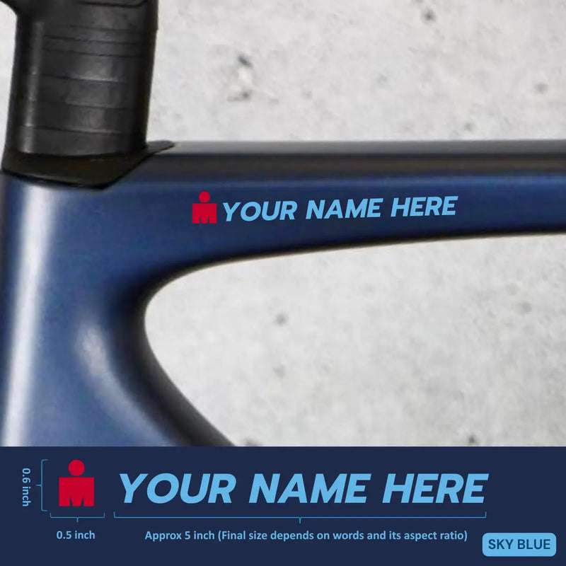 Load image into Gallery viewer, Premium Cyclist Name Sticker Decal with Iron-Man Logo (Set of 2)