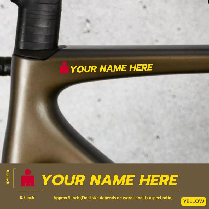 Load image into Gallery viewer, Premium Cyclist Name Sticker Decal with Iron-Man Logo (Set of 2)