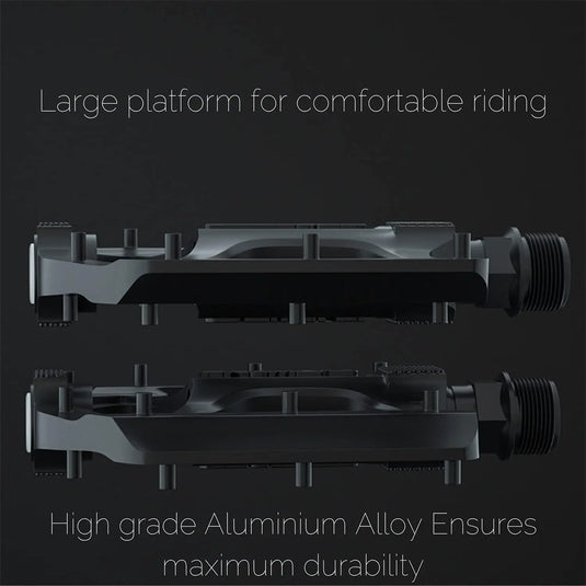 Promend Aluminium Alloy Du Bearing Lightweight Bicycle Pedals With Wide Platform, 16 Anti-Skid Pins For Road Mountain Bmx Mtb Bike (With Safety Light)