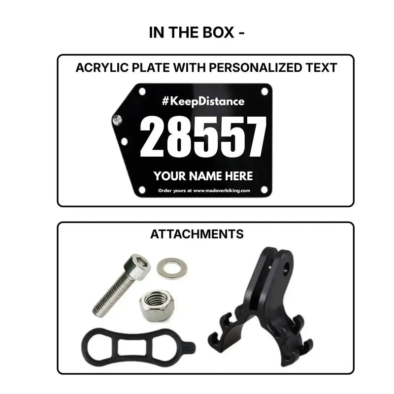Load image into Gallery viewer, Personalized Cycling Race Number/BIB Plate (Acrylic, Seatpost Mount)