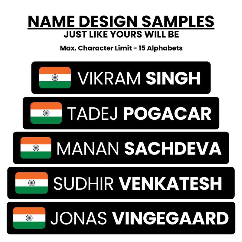 Load image into Gallery viewer, Personalized Rider Name Sticker with Indian Flag - Waterproof (Set of 4) MADOVERBIKING MADOVERBIKING