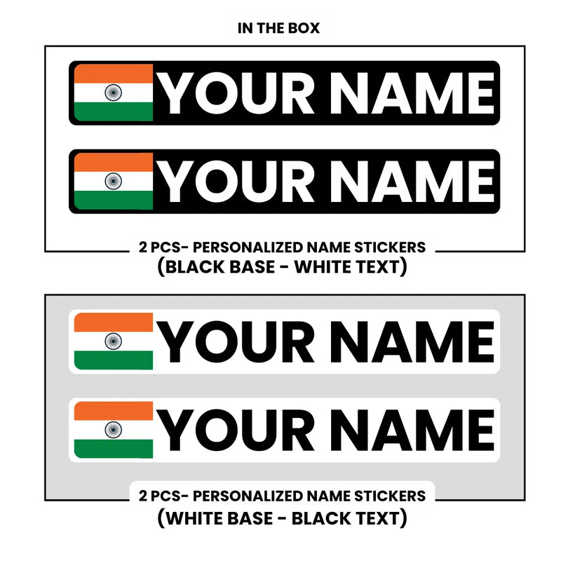 Load image into Gallery viewer, Personalized Tour De France Rider Name Sticker with Indian Flag - Waterproof (Set of 2) MADOVERBIKING MADOVERBIKING