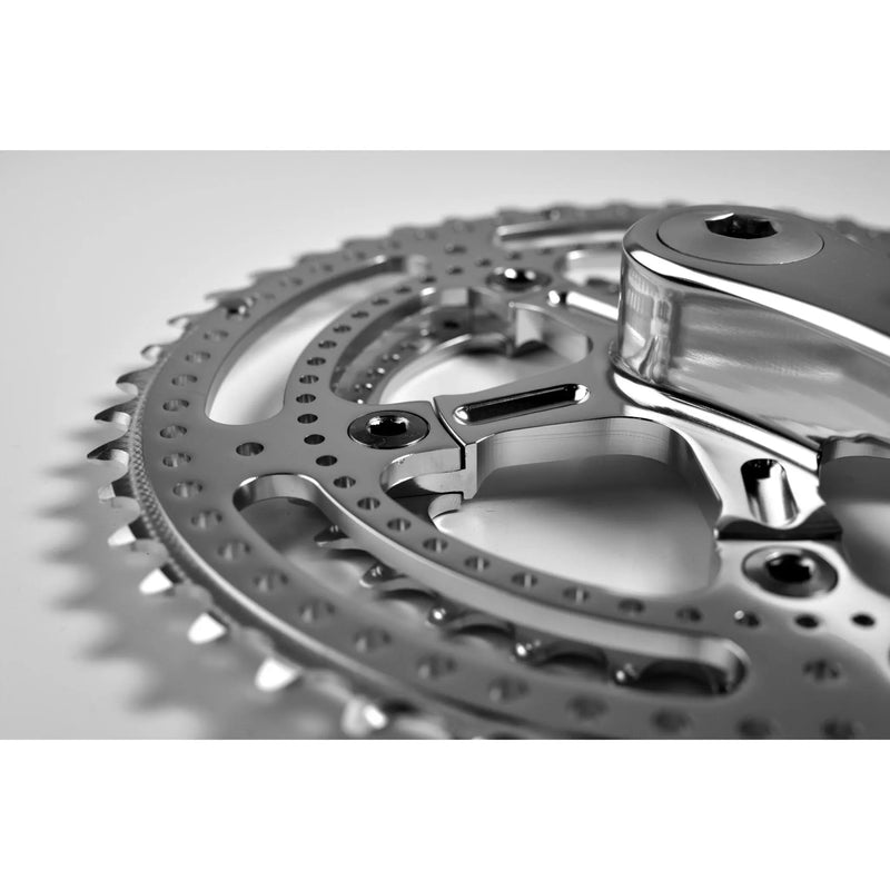 Load image into Gallery viewer, Velo Orange Grand Cru Drillium 110 Fluted Double Crankset