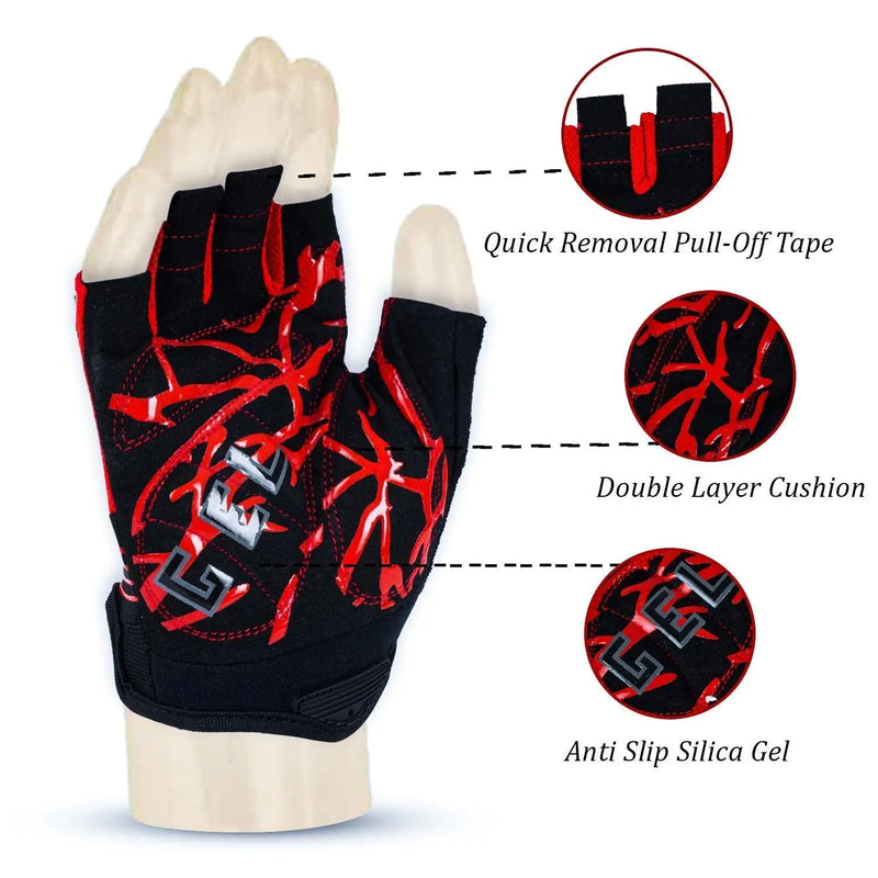 Load image into Gallery viewer, ZAKPRO Cycling Gloves Gel Series Anti-Slip Professional Half Finger - (Red)