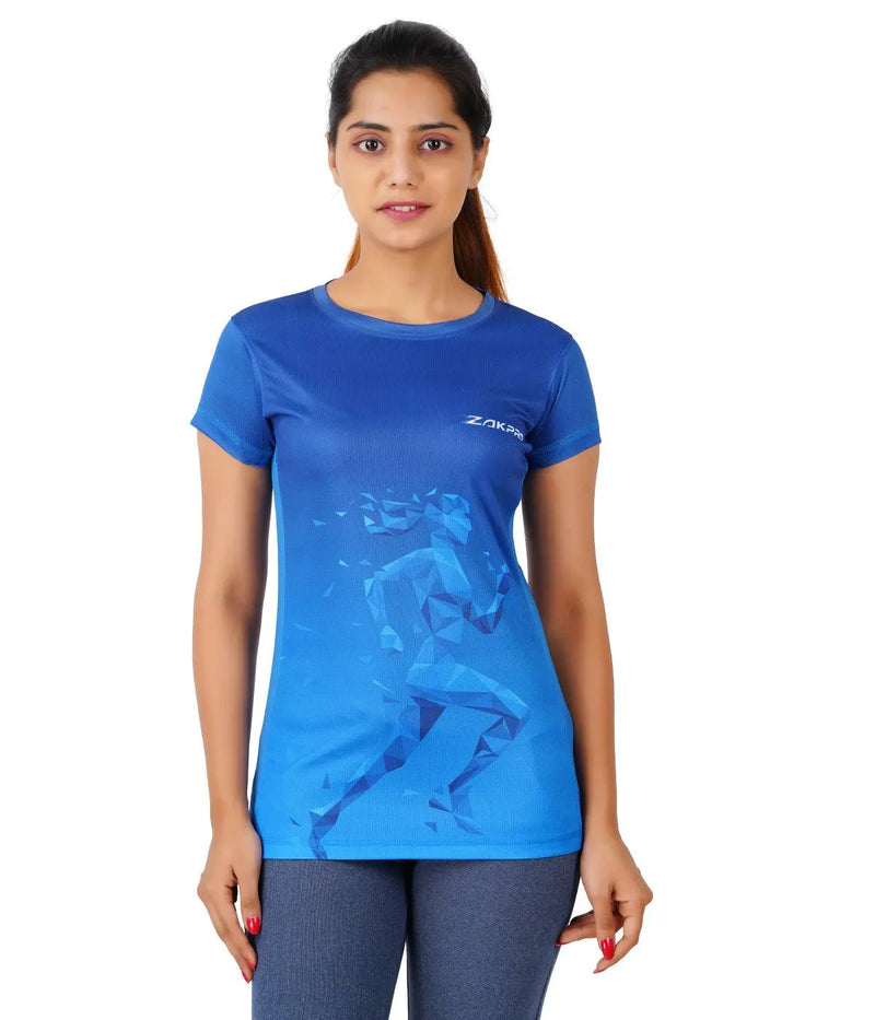 Load image into Gallery viewer, ZAKPRO Women Sports Tees (Bluish Run)