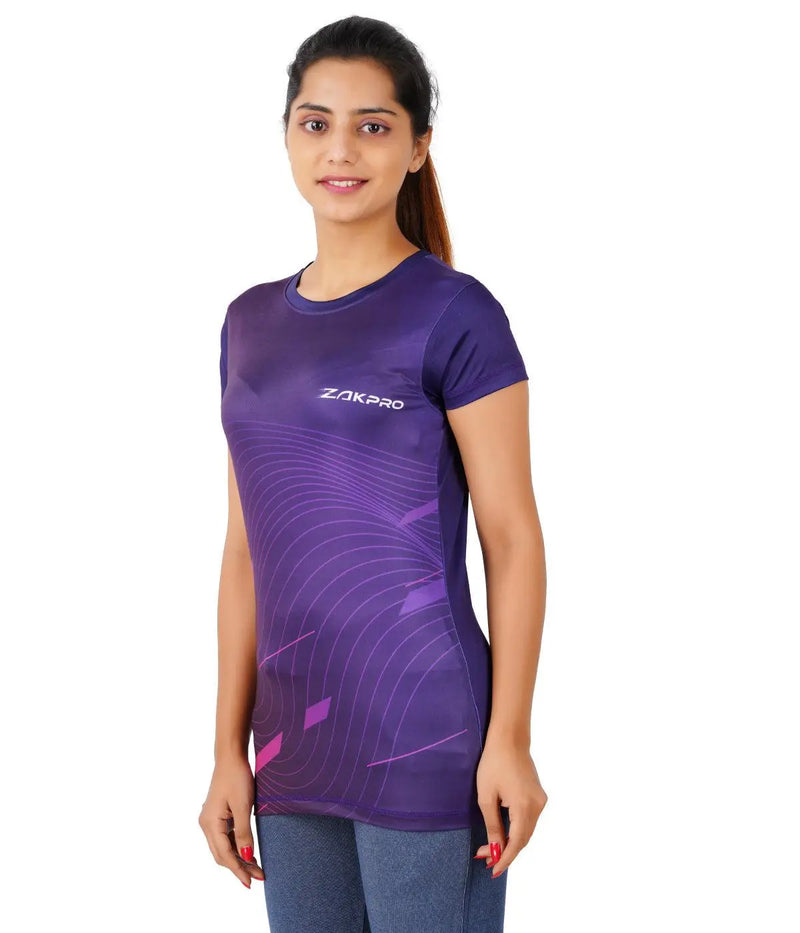 Load image into Gallery viewer, ZAKPRO Women Sports Tees (Purple Wave)