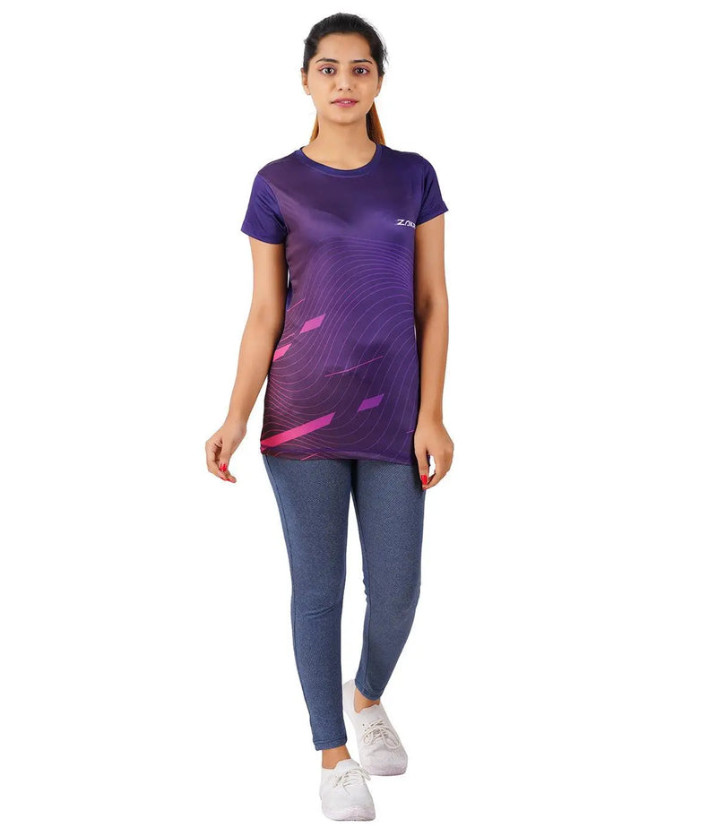 Load image into Gallery viewer, ZAKPRO Women Sports Tees (Purple Wave)