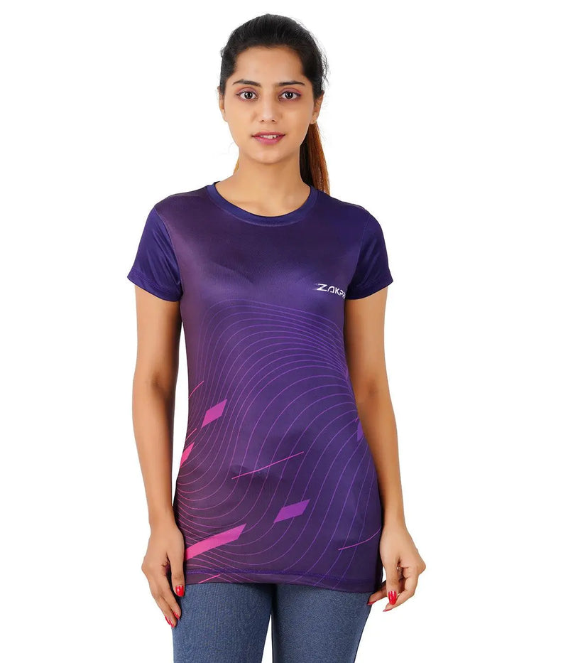 Load image into Gallery viewer, ZAKPRO Women Sports Tees (Purple Wave)