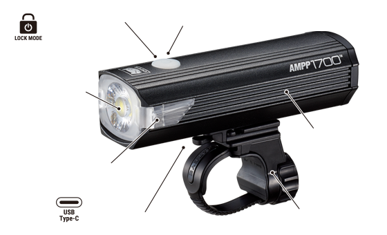 Load image into Gallery viewer, CATEYE BICYCLE FRONT LIGHT AMPP 1700 (TYPE C) | HL-EL1700RC