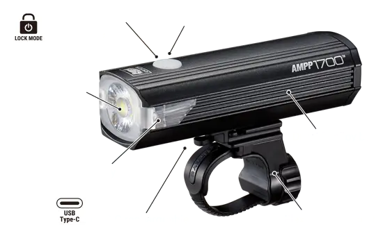 Load image into Gallery viewer, CATEYE BICYCLE FRONT LIGHT AMPP 1700 (TYPE C) | HL-EL1700RC - MADOVERBIKING