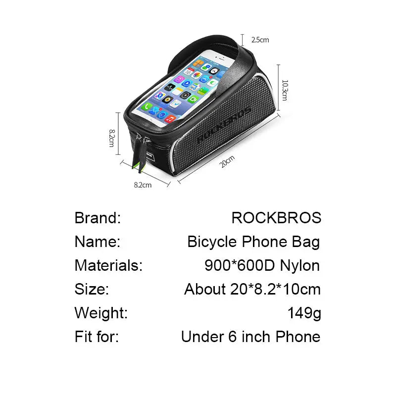 Load image into Gallery viewer, Top Tube Bag | Waterproof & Compatible with Phones upto 6.5" ROCKBROS MADOVERBIKING
