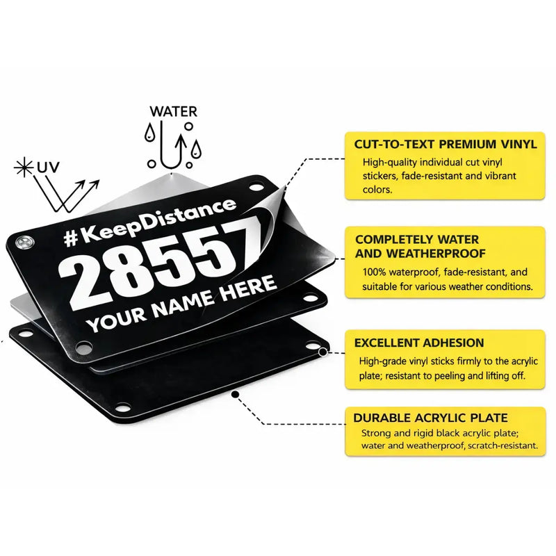 Load image into Gallery viewer, Personalized Cycling Race Number/BIB Plate (Acrylic, Seatpost Mount)