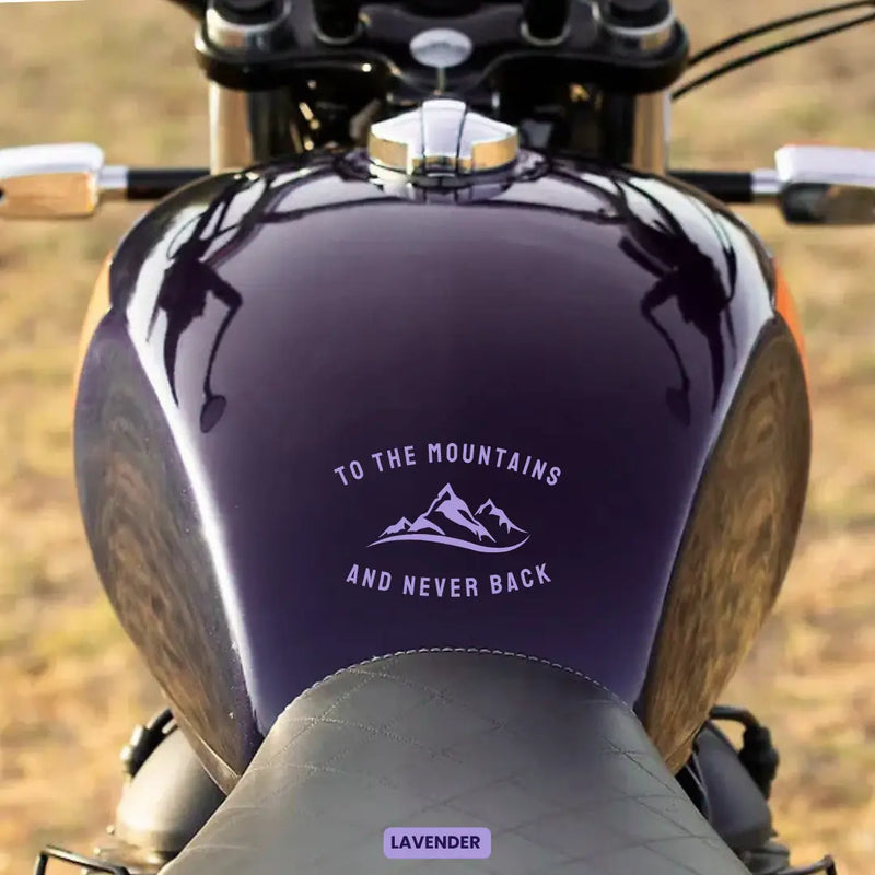 Load image into Gallery viewer, Premium Vinyl Based Sticker Decal "TO THE MOUNTAINS AND NEVER BACK" (pack of 2 pcs) for Cars & Bikes - MADOVERBIKING -  MADOVERBIKING