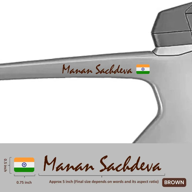 Load image into Gallery viewer, Premium Cyclist Name Sticker Decal with Indian Flag (set of 2)