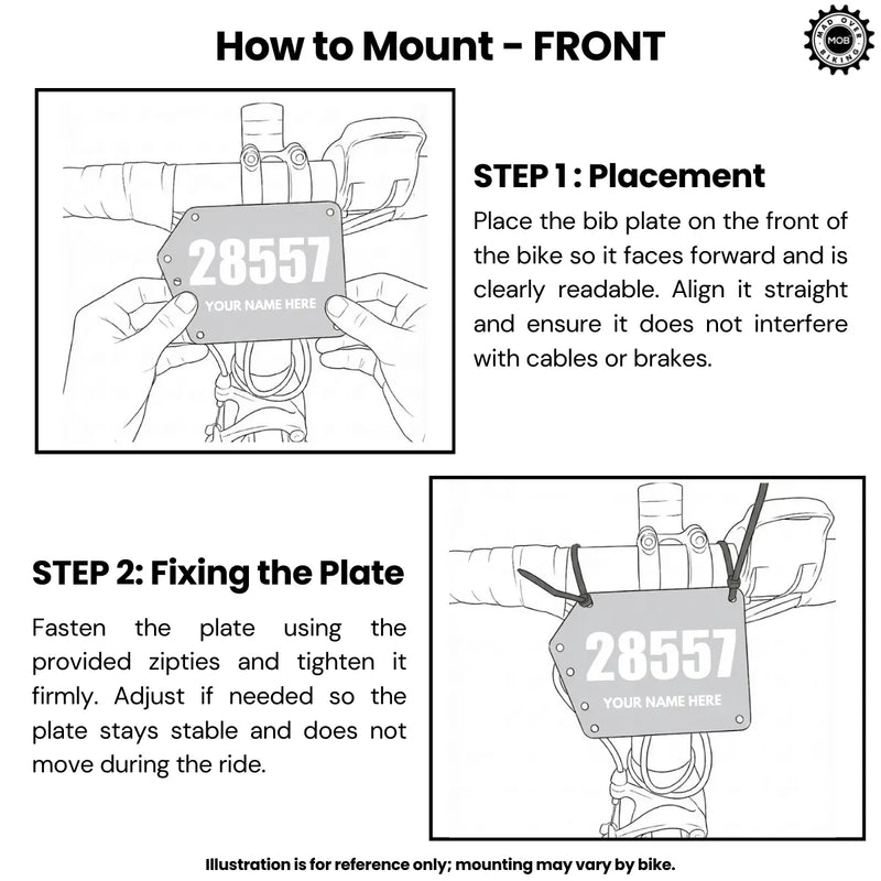 Load image into Gallery viewer, Personalized Cycling Race Number/BIB Plate (Acrylic, Seatpost Mount)