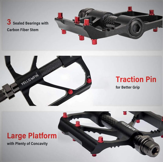 Bicycle Pedals | Aluminium Alloy, Sealed Bearings, Carbon Axle - MADOVERBIKING -  Yellowfin