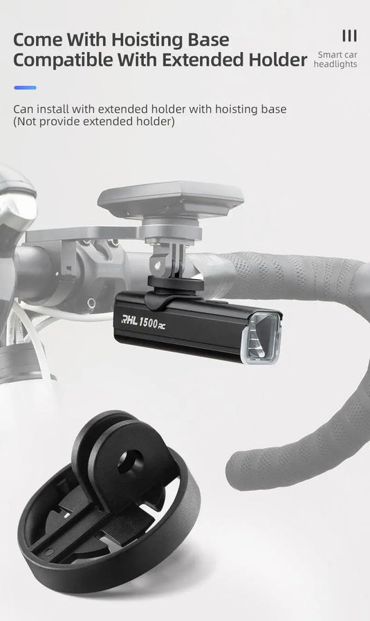 Rockbros Bike Light 1500Lumens USB Rechargeable Bike Headlight Led IPX6 Waterproof Bike Front Light 5 Modes Aluminum Alloy Super Bright Bike Light for Night Riding