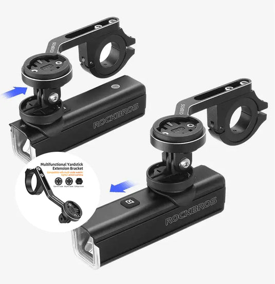 Rockbros Bike Light 1500Lumens USB Rechargeable Bike Headlight Led IPX6 Waterproof Bike Front Light 5 Modes Aluminum Alloy Super Bright Bike Light for Night Riding