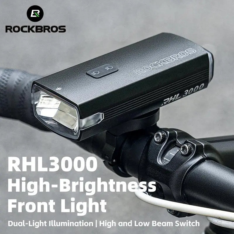 Load image into Gallery viewer, Rockbros Bike Light 3000 Lumens USB Rechargeable Bike Headlight Led IPX6 Waterproof Bike Front Light 5 Modes Aluminum Alloy Super Bright Bike Light for Night Riding