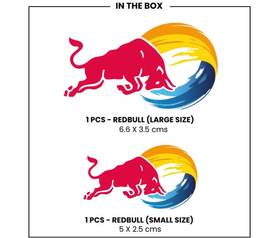 REDBULLL STICKER | UV DTF VINYL STICKER - WATERPROOF  (Pack of 2) - MADOVERBIKING