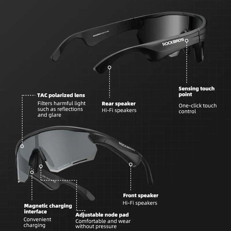 Load image into Gallery viewer, Sunglasses | Cycling Glasses with Bluetooth Speakers (Polarized/Myopia Compatible) ROCKBROS MADOVERBIKING
