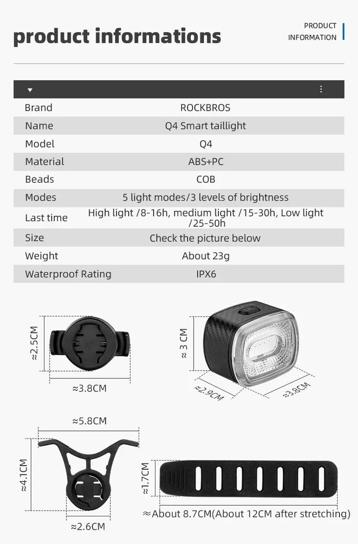 Load image into Gallery viewer, Smart Tail Light ROCKBROS MADOVERBIKING
