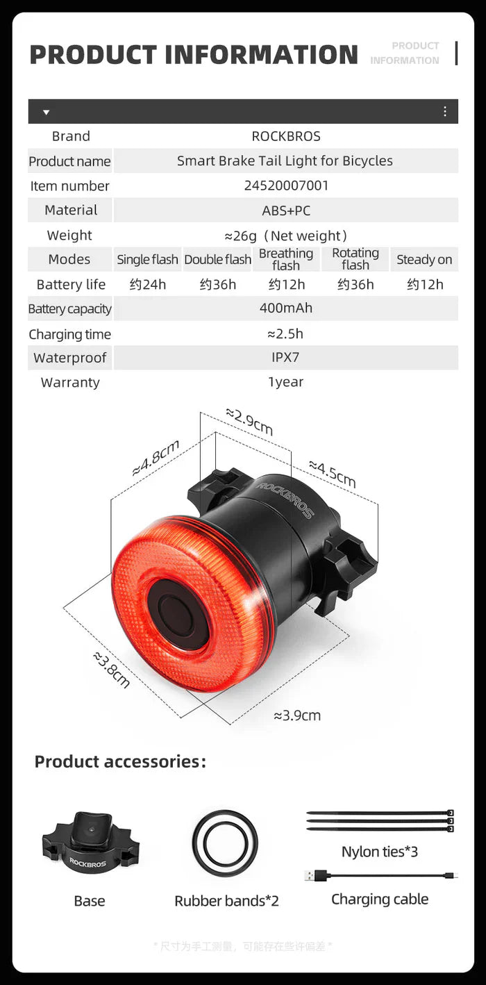 Load image into Gallery viewer, Smart Tail Light Circular ROCKBROS MADOVERBIKING
