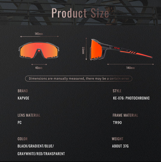 K76 Colour Changing PhotoChromic Sunglasses KAPVOE MADOVERBIKING