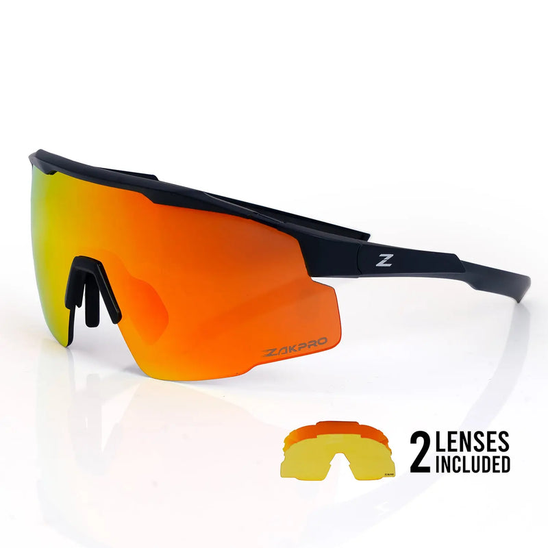 Load image into Gallery viewer, ZAKPRO SUNGLASSES | SKYTRIX-R - TR90, UV400 PROTECTION, ANTI-FOG, MULTIPLE LENSES (BLACK)
