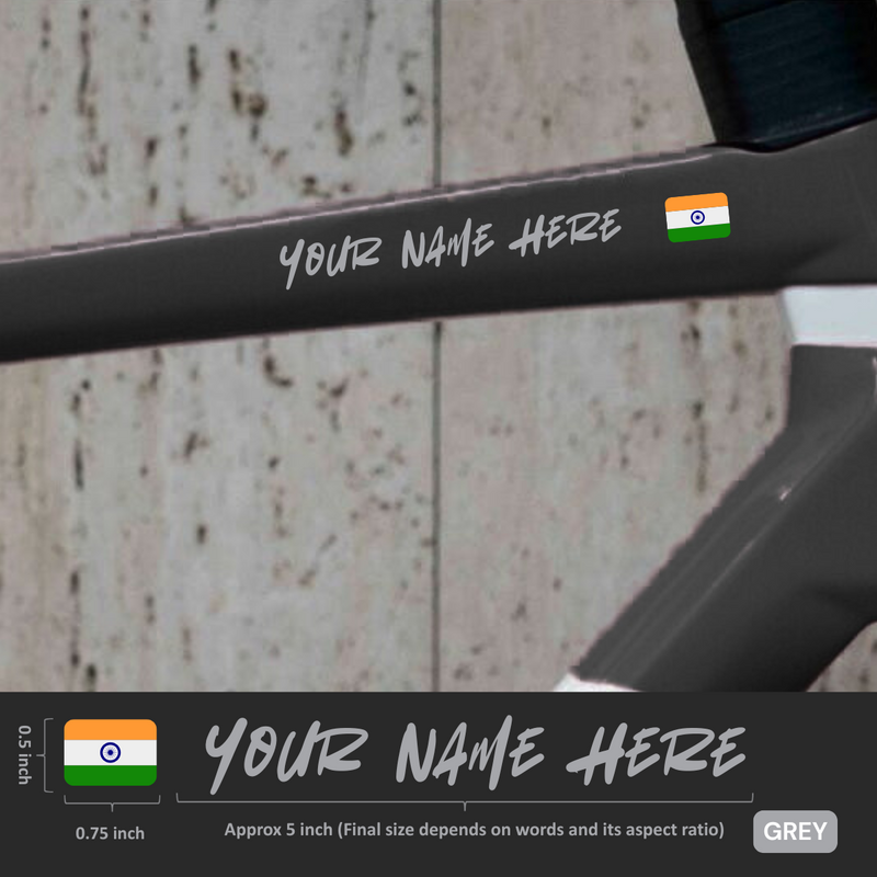 Load image into Gallery viewer, Premium Cyclist Name Sticker Decal with Indian Flag (set of 2)

