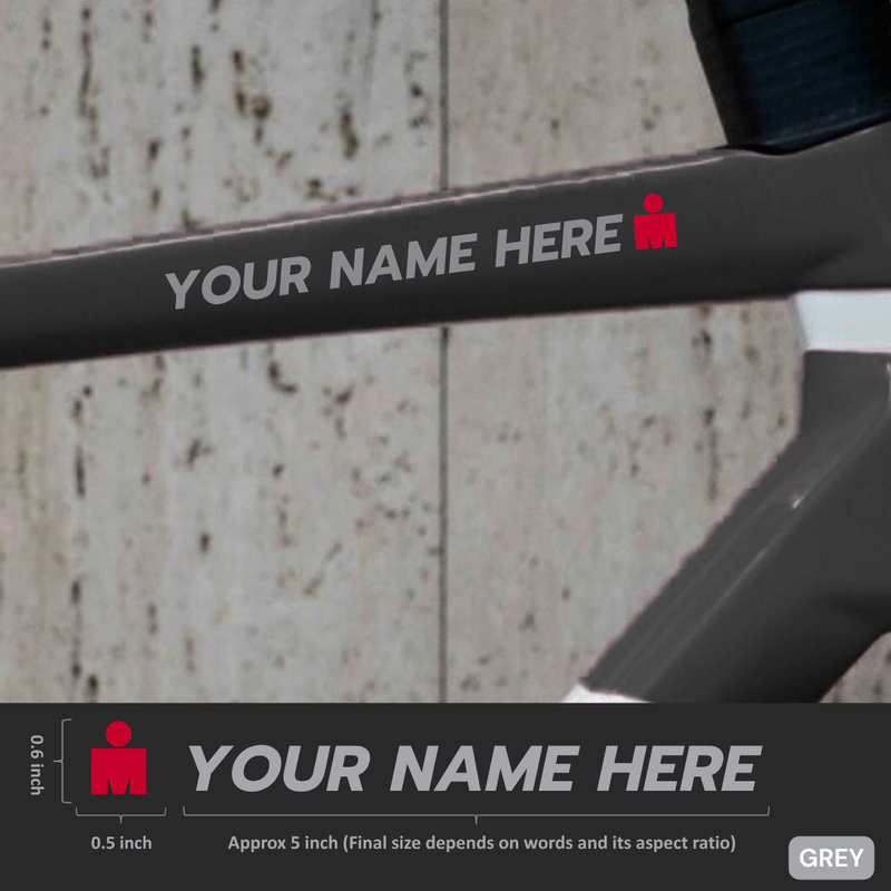 Load image into Gallery viewer, Premium Cyclist Name Sticker Decal with Iron-Man Logo (Set of 2) - MADOVERBIKING -  MADOVERBIKING
