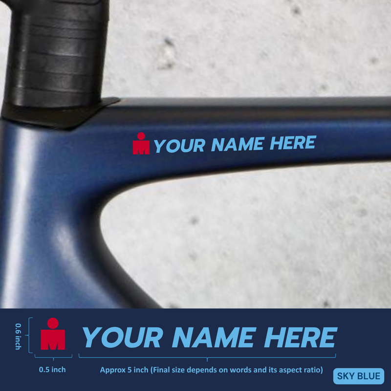Load image into Gallery viewer, Premium Cyclist Name Sticker Decal with Iron-Man Logo (Set of 2) - MADOVERBIKING -  MADOVERBIKING
