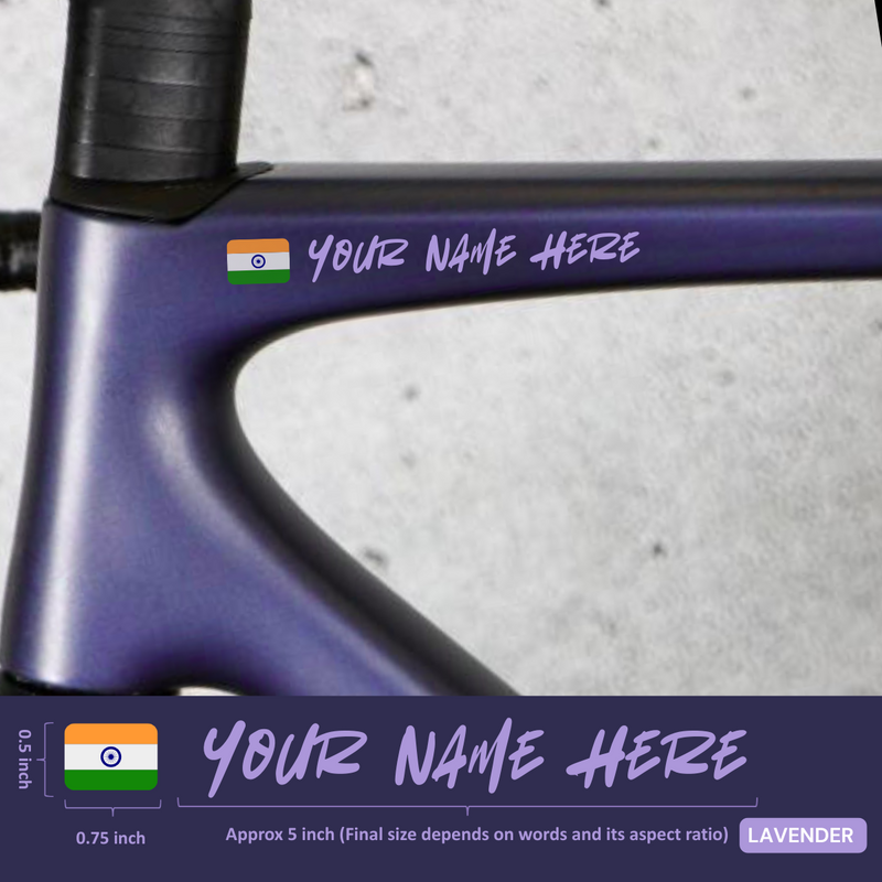Load image into Gallery viewer, Premium Cyclist Name Sticker Decal with Indian Flag (set of 2)
