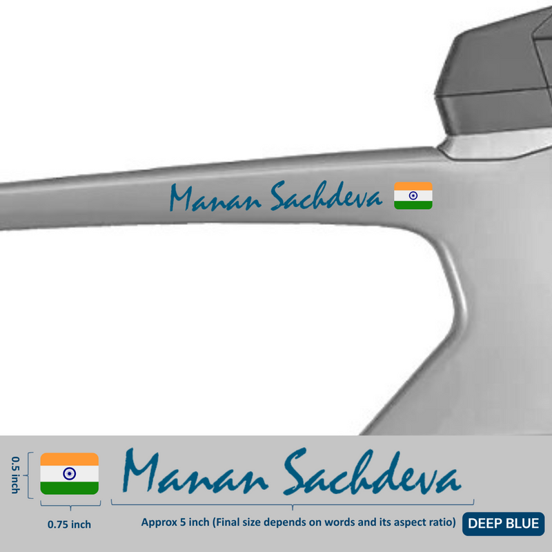 Load image into Gallery viewer, Premium Cyclist Name Sticker Decal with Indian Flag (set of 2) - MADOVERBIKING -  MADOVERBIKING
