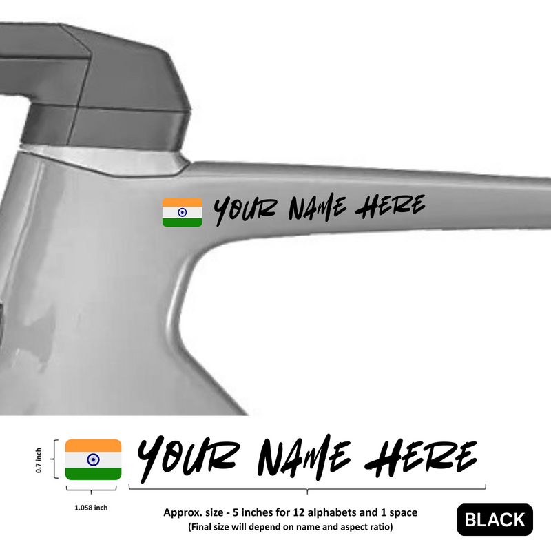 Load image into Gallery viewer, Premium Cyclist Name Sticker Decal with Indian Flag (set of 2)
