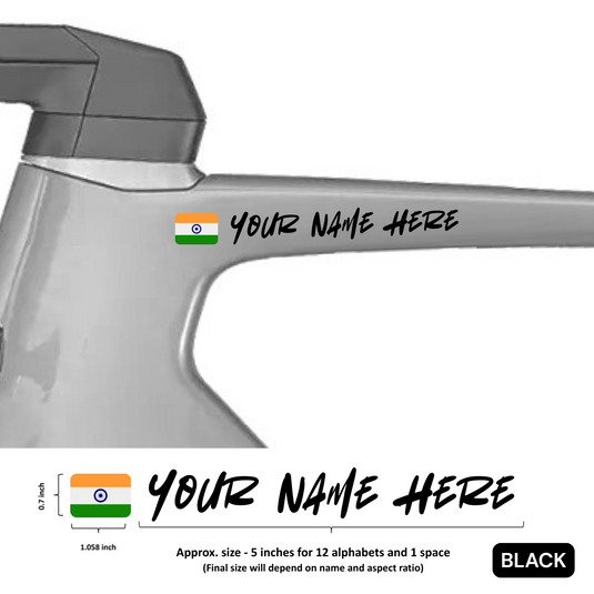 Premium Cyclist Name Sticker Decal with Indian Flag (set of 2)