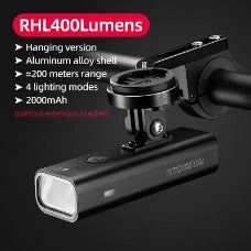 Load image into Gallery viewer, Bicycle Front Light | V6-400 - 2000 maH Battery, 400 Lumens (Black/GoPro Mount) ROCKBROS MADOVERBIKING
