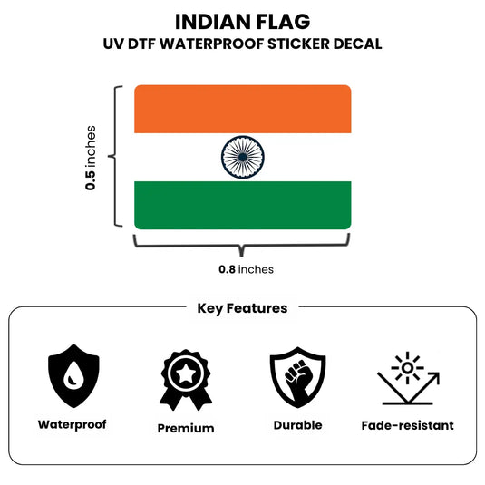 INDIAN FLAG STICKER DECAL | UV DTF, WATERPROOF