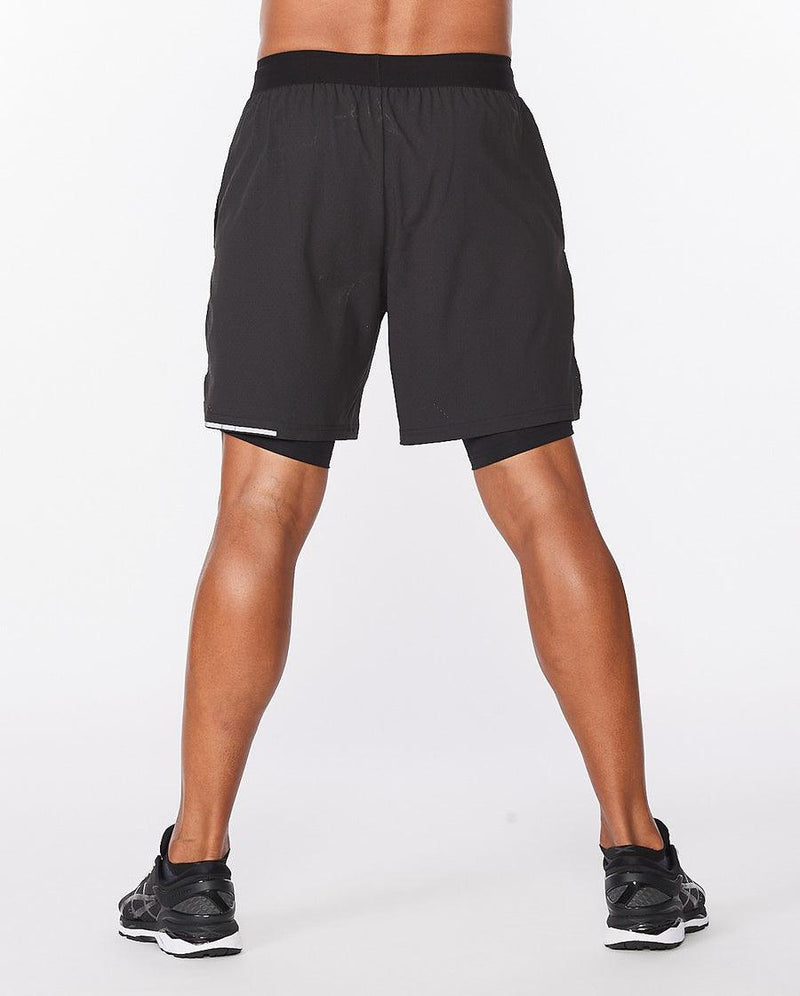 Load image into Gallery viewer, 2XU Aero (2-in-1) 7 Inch Activewear Shorts Black/Silver Reflective - MADOVERBIKING
