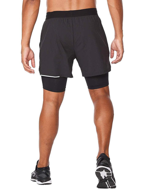 2XU AERO 2-IN-1 Activewear Shorts - 5 Inch(Black/Silver) - MADOVERBIKING