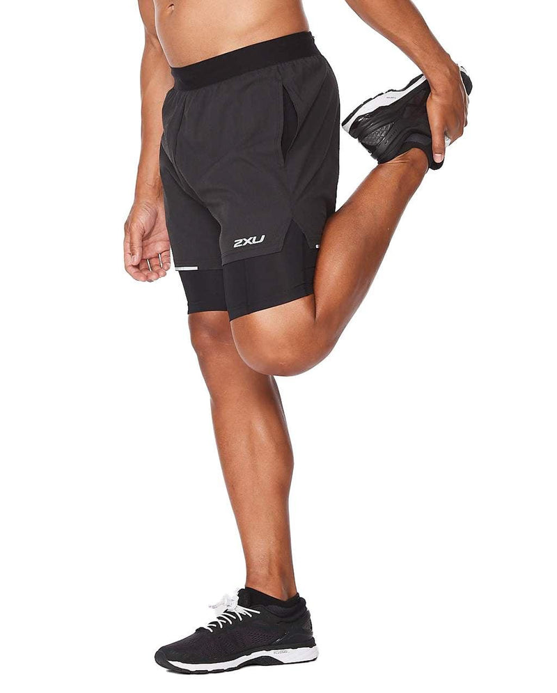 Load image into Gallery viewer, 2XU AERO 2-IN-1 Activewear Shorts - 5 Inch(Black/Silver) - MADOVERBIKING
