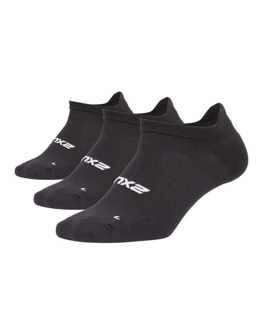 2XU Ankle Sock 3 Pack Black/White - MADOVERBIKING