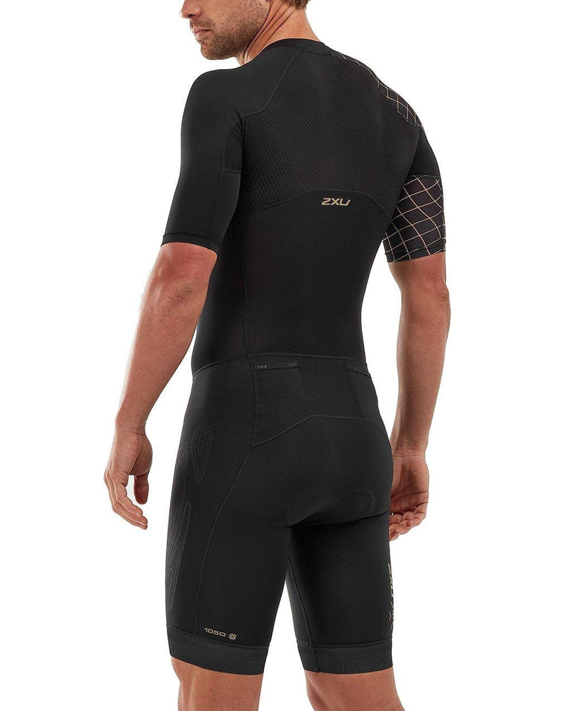 Load image into Gallery viewer, 2XU Comp Full Zip Sleeved Trisuit-Black/Gold - MADOVERBIKING
