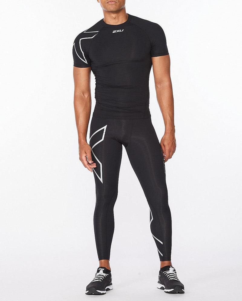 Load image into Gallery viewer, 2XU Core Compression Short Sleeve-Black/Silver - MADOVERBIKING
